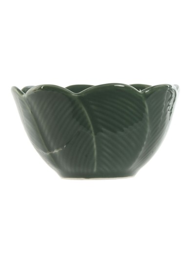 Appetizer Set Home ESPRIT Green Dark green Bamboo Porcelain Tropical 4 Pieces 32 x 10 x 7 cm (2 Units)