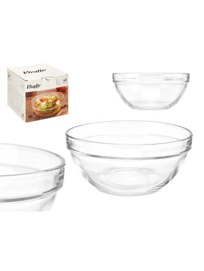Cuenco Transparente Vidrio 650 ml Apilable (24 Unidades)
