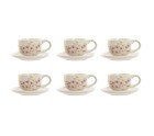 Set of 6 Cups with Plate Home ESPRIT Yellow White Pink Lilac Metal Dolomite 180 ml