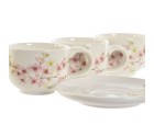 Set of 6 Cups with Plate Home ESPRIT Yellow White Pink Lilac Metal Dolomite 180 ml