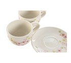 Juego de 6 Tazas con Plato Home ESPRIT Amarillo Blanco Rosa Lila Metal Dolomita 180 ml