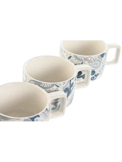 Juego de Tazas de Café Home ESPRIT Beige Gris Rosa Lila Metal Bambú Dolomita 260 ml