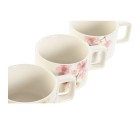 Juego de Tazas de Café Home ESPRIT Blanco Rosa Lila Metal Bambú Dolomita 260 ml