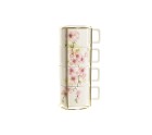 Juego de Tazas de Café Home ESPRIT Blanco Rosa Lila Metal Bambú Dolomita 260 ml
