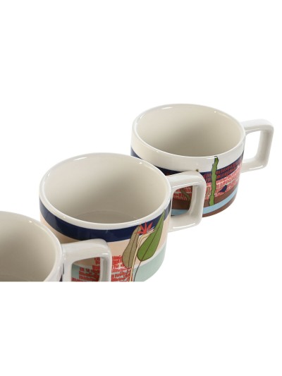 Piece Coffee Cup Set Home ESPRIT Blue Green Pink Lilac Metal Bamboo Dolomite 260 ml