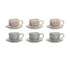 Set of Mugs with Saucers Home ESPRIT Blue Beige Metal Dolomite 180 ml 20 x 18 x 20 cm (2 Units)