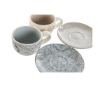 Juego de Tazas con Platos Home ESPRIT Azul Beige Metal Dolomita 180 ml 20 x 18 x 20 cm (2 Unidades)