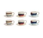 Set of 6 Cups with Plate Home ESPRIT Yellow Blue Green Lilac Metal Dolomite 180 ml