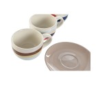 Juego de 6 Tazas con Plato Home ESPRIT Amarillo Azul Verde Lila Metal Dolomita 180 ml