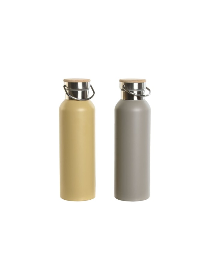 Thermal Bottle Home ESPRIT Beige Grey 500 ml (2 Units)