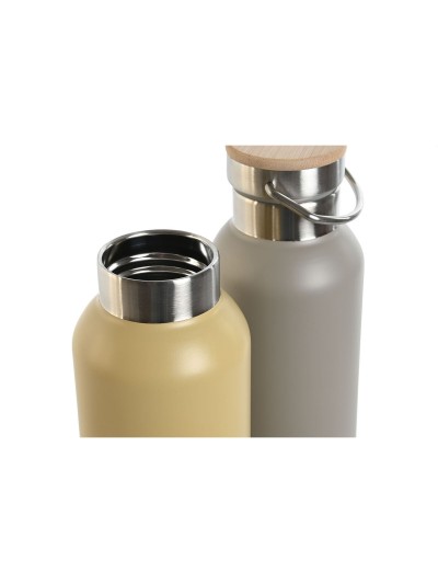 Thermal Bottle Home ESPRIT Beige Grey 500 ml (2 Units)