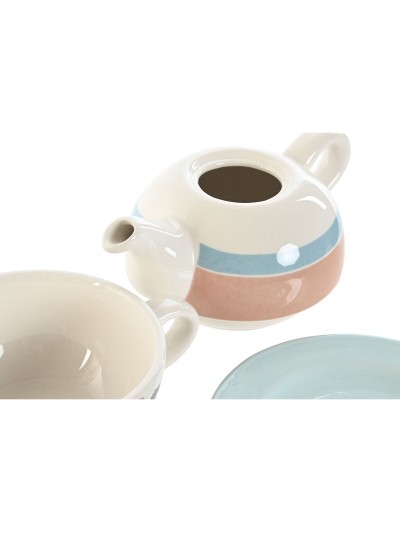 Tetera Home ESPRIT Azul Blanco Verde Rosa claro Dolomita 750 ml (2 Unidades)