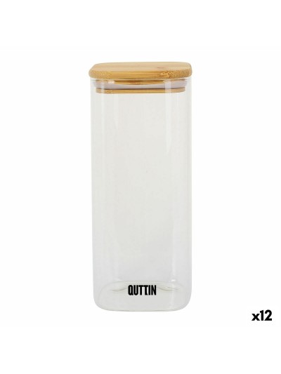 Récipient de Conservation des Aliments Quttin Bambou Verre Borosilicaté 1 L (12 Unités)