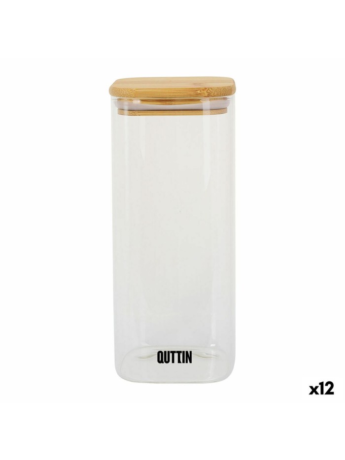Recipiente Conservador de Alimentos Quttin Bambú Vidrio de Borosilicato 1 L (12 Unidades)