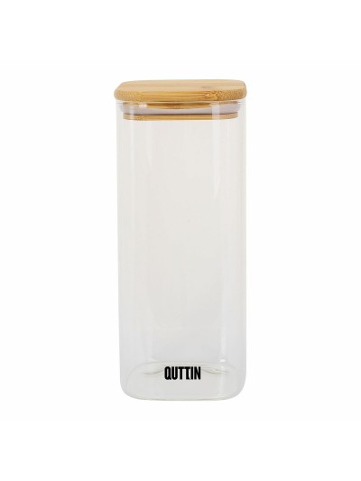 Recipiente Conservador de Alimentos Quttin Bambú Vidrio de Borosilicato 1 L (12 Unidades)