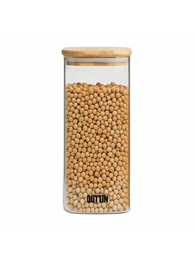 Food Preservation Container Quttin Bamboo Borosilicate Glass 1 L (12 Units)