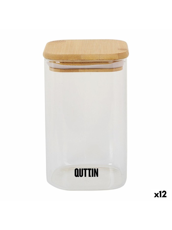 Recipiente Conservador de Alimentos Quttin Bambú Vidrio de Borosilicato 720 ml (12 Unidades)