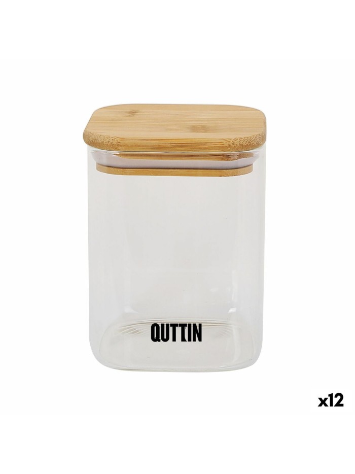 Food Preservation Container Quttin Bamboo Borosilicate Glass 480 ml (12 Units)