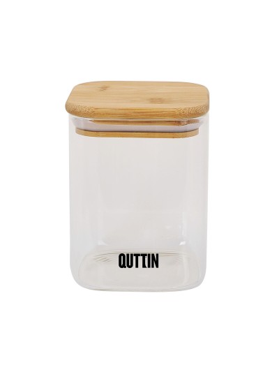 Recipiente Conservador de Alimentos Quttin Bambú Vidrio de Borosilicato 480 ml (12 Unidades)
