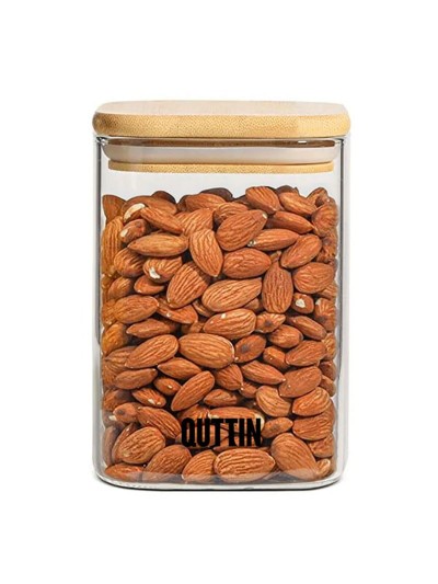 Recipiente Conservador de Alimentos Quttin Bambú Vidrio de Borosilicato 480 ml (12 Unidades)