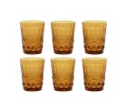 Set de Vasos Home ESPRIT Ambar Cristal Con relieve 240 ml (6 Unidades)