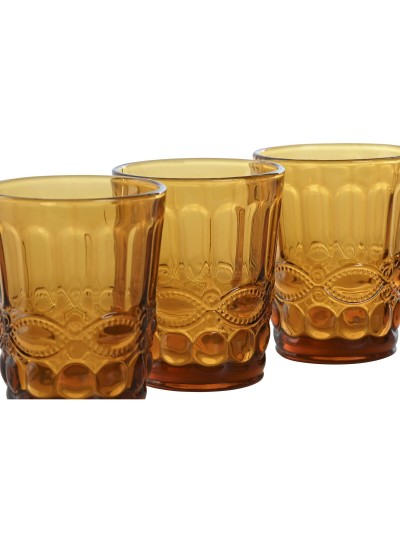 Set of glasses Home ESPRIT Amber Crystal With relief 240 ml (6 Units)