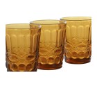 Set of glasses Home ESPRIT Amber Crystal With relief 240 ml (6 Units)