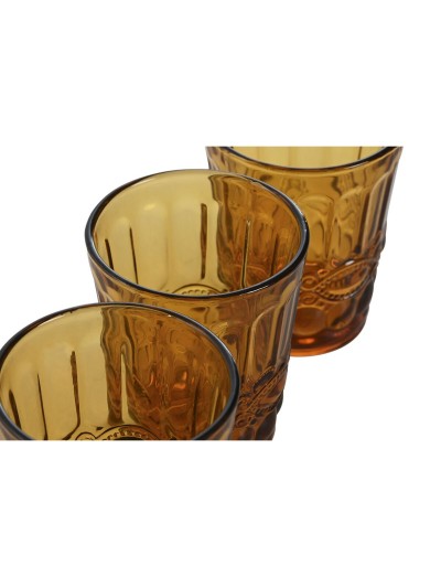 Set of glasses Home ESPRIT Amber Crystal With relief 240 ml (6 Units)