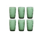 Set de Vasos Home ESPRIT Verde Cristal Con relieve 370 ml (6 Unidades)