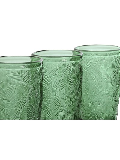 Set of glasses Home ESPRIT Green Crystal With relief 370 ml (6 Units)