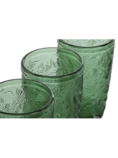 Set de Vasos Home ESPRIT Verde Cristal Con relieve 370 ml (6 Unidades)