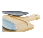 Appetizer Set Home ESPRIT Blue Green Navy Blue Bamboo Porcelain Mediterranean Fish 36 x 18 x 1,3 cm 5 Pieces