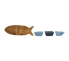 Ensemble à apértif Home ESPRIT Bleu Blue marine Porcelaine Acacia Poisson méditerranéen 28 x 9,7 x 1,3 cm 4 Pièces