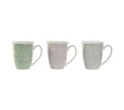 Cup with Tea Filter DKD Home Decor Blue Green Light Pink Stainless steel Porcelain 380 ml (3 Units)