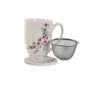 Taza con Filtro para Infusiones Home ESPRIT Azul Blanco Rosa Acero Inoxidable Porcelana 380 ml (2 Unidades)