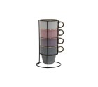 Juego de 4 Tazas Mug Home ESPRIT Azul Blanco Gris Granate Metal Gres 12 x 12 x 21,5 cm