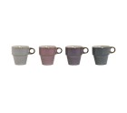 4 Piece Mug Set Home ESPRIT Blue White Grey Maroon Metal Stoneware 12 x 12 x 21,5 cm