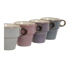 4 Piece Mug Set Home ESPRIT Blue White Grey Maroon Metal Stoneware 12 x 12 x 21,5 cm