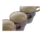 Juego de 4 Tazas Mug Home ESPRIT Azul Blanco Gris Granate Metal Gres 12 x 12 x 21,5 cm
