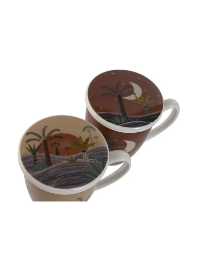 Tasse avec filtre pour infusions Home ESPRIT Bleu Beige Terre cuite Acier inoxydable Porcelaine 380 ml (2 Unités)