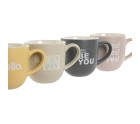 Juego de 4 Tazas Mug Home ESPRIT Amarillo Beige Gris Rosa Porcelana 410 ml 13 x 9 x 9,4 cm