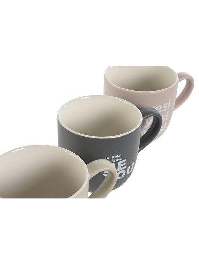4 Piece Mug Set Home ESPRIT Yellow Beige Grey Pink Porcelain 410 ml 13 x 9 x 9,4 cm