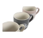 4 Piece Mug Set Home ESPRIT Yellow Beige Grey Pink Porcelain 410 ml 13 x 9 x 9,4 cm