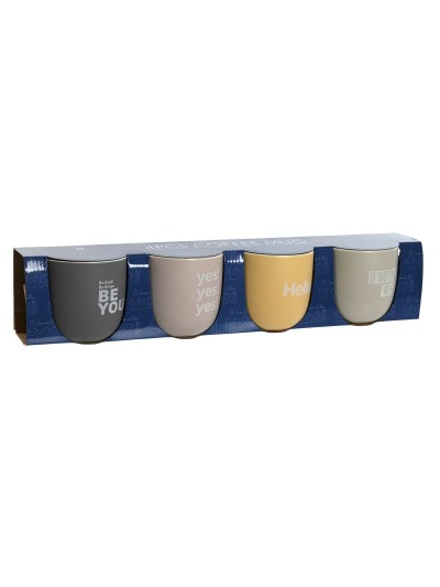 Juego de 4 Tazas Mug Home ESPRIT Amarillo Beige Gris Rosa Porcelana 410 ml 13 x 9 x 9,4 cm