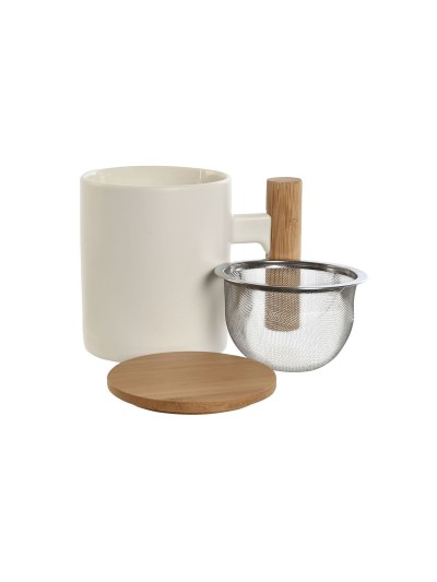 Tasse avec filtre pour infusions Home ESPRIT Blanc Acier inoxydable Porcelaine 360 ml