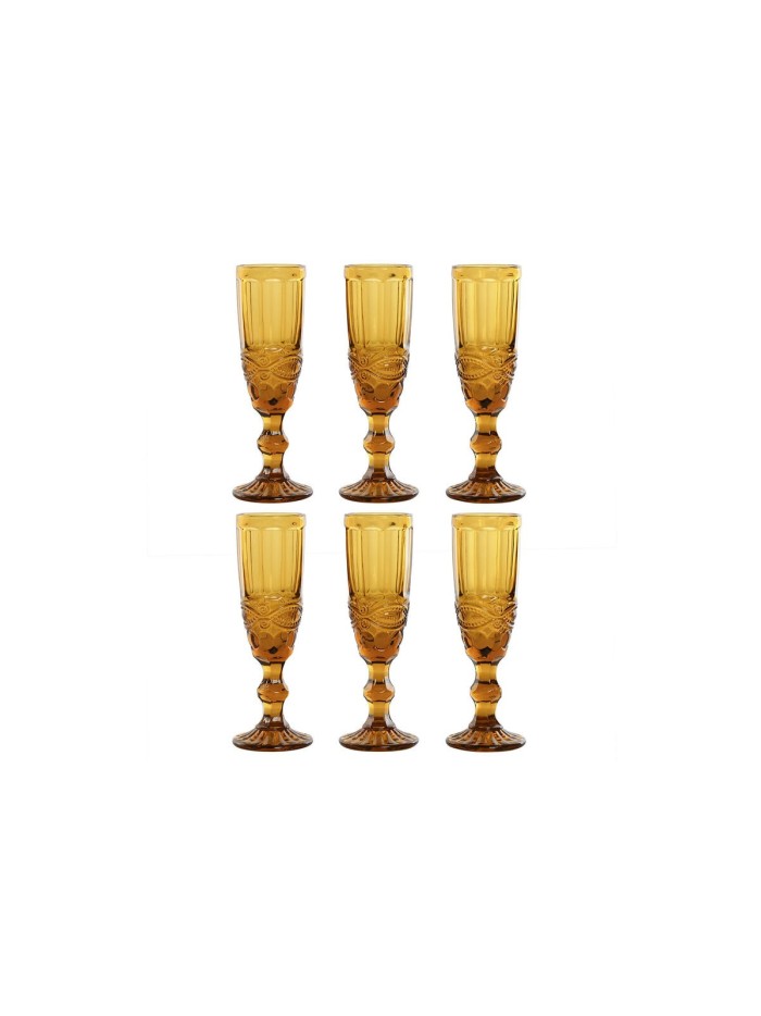 Set de Copas Home ESPRIT Ambar Cristal 150 ml (6 Unidades)