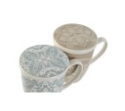 Cup with Tea Filter Home ESPRIT Blue Beige Stainless steel Porcelain 380 ml (2 Units)