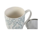 Cup with Tea Filter Home ESPRIT Blue Beige Stainless steel Porcelain 380 ml (2 Units)