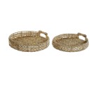 Jeux de plateaux Home ESPRIT Blanc Naturel Fibre 41 x 40 x 9 cm (2 Unités)