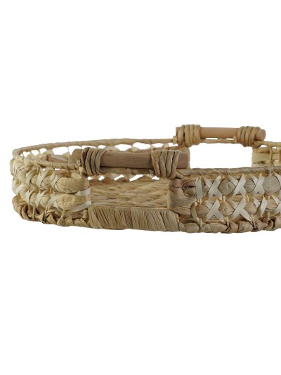 Jeux de plateaux Home ESPRIT Blanc Naturel Fibre 41 x 40 x 9 cm (2 Unités)